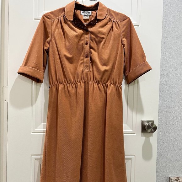 Vintage Camel 3/4 Length Sleeve Dress - Picture 1 of 4